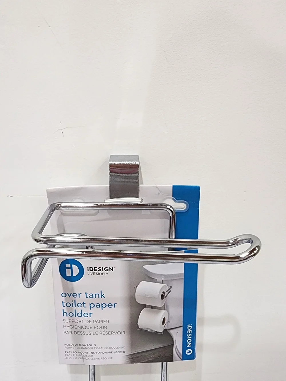 iDesign Classico Over-the-Tank Toilet Paper Holder Steel Chrome Bathroom Storage